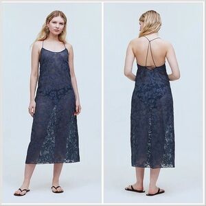 Madewell Floral Halter Cover-Up Midi Dress Swim Coverup Beach Resort Medium